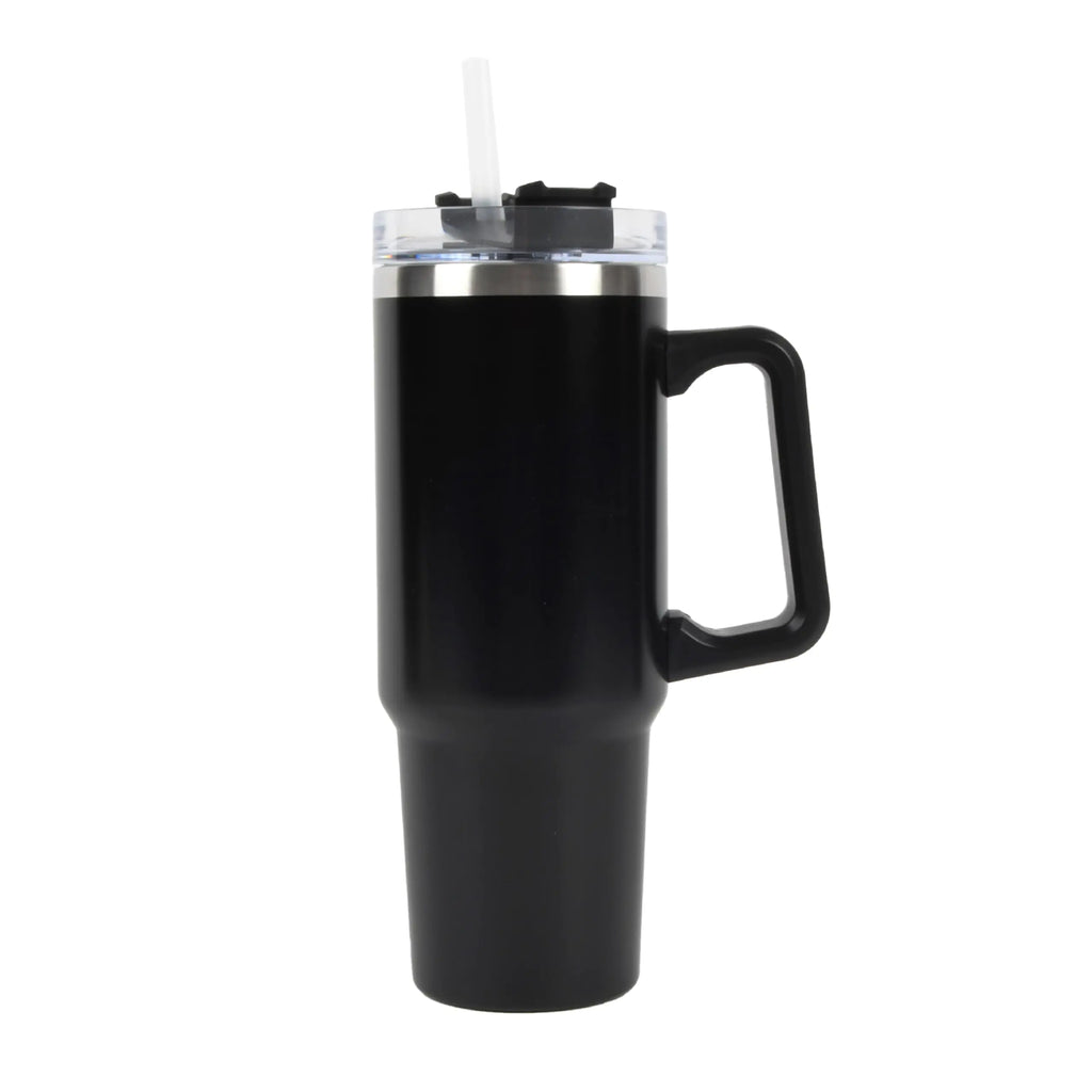 Envie 30 oz Tumbler Mug with Lid and Straw Reusable Insulated Mug with Handle Stainless Steel Tumbler for Iced & Hot Beverages Black